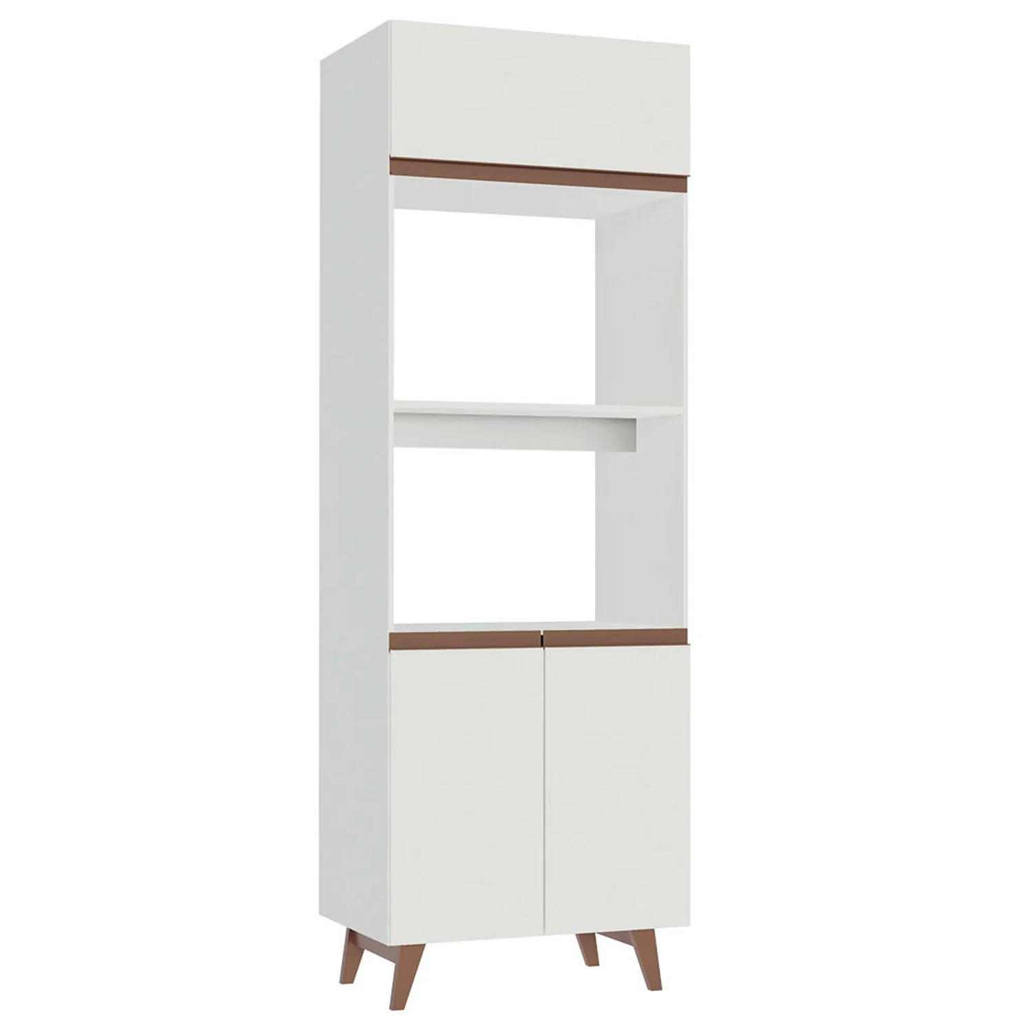 Mueble Auxiliar de Cocina reims Blanco 70x210cm Con Patas y Mesón de Madera