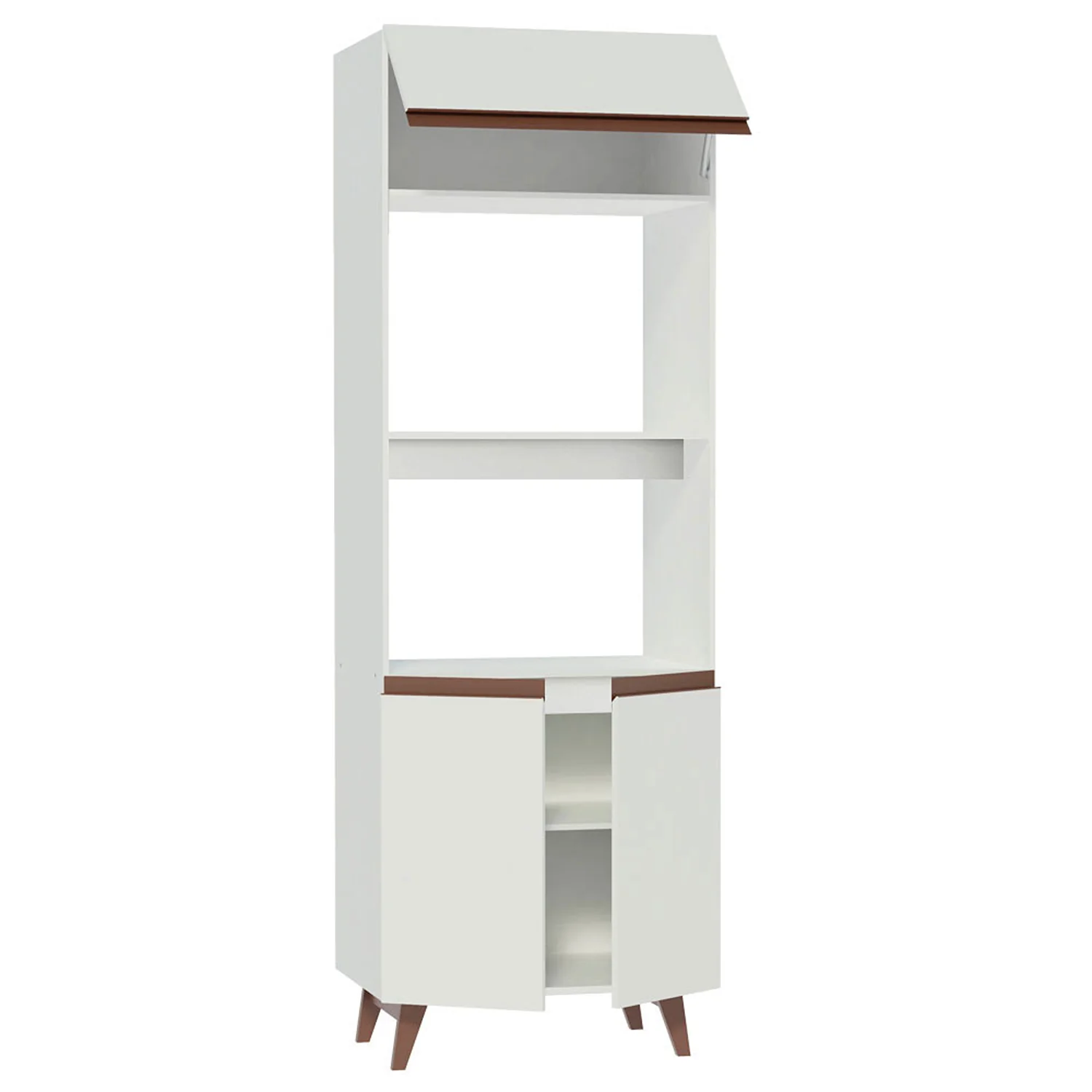 Mueble Auxiliar de Cocina reims Blanco 70x210cm Con Patas y Mesón de Madera - Imagen 3