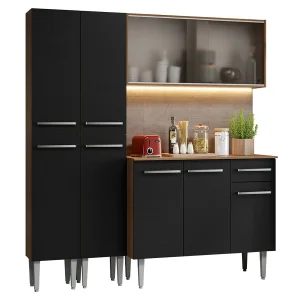 Cocina Integral Emilly Compacta 169x186cm con Mesón de Madera Aglomerada MDP y sin Pozuelo