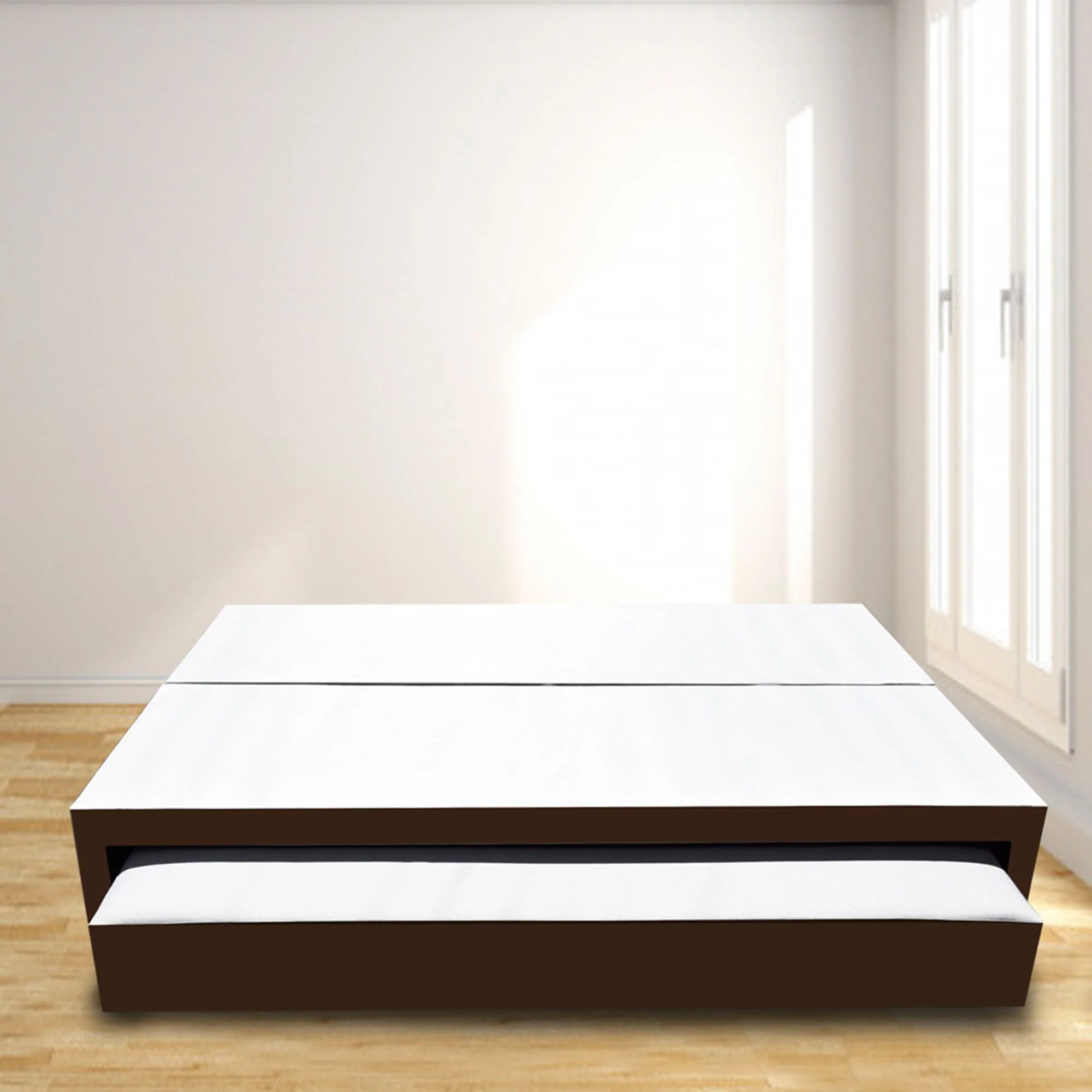 Cama Nido Dividida Cafe 160x40Cm Para Cochón Queen 160 X 190 Cm - Imagen 4