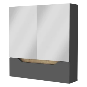 Gabinete de Baño Rectangular Laurent Plomo y Duna 60x62cm Con Espejo y Dos Entrepaños