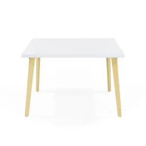 Comedor Rectangular Ginebra Blanco y Matiz Natural 110x76cm De Cuatro Puestos sin Sillas