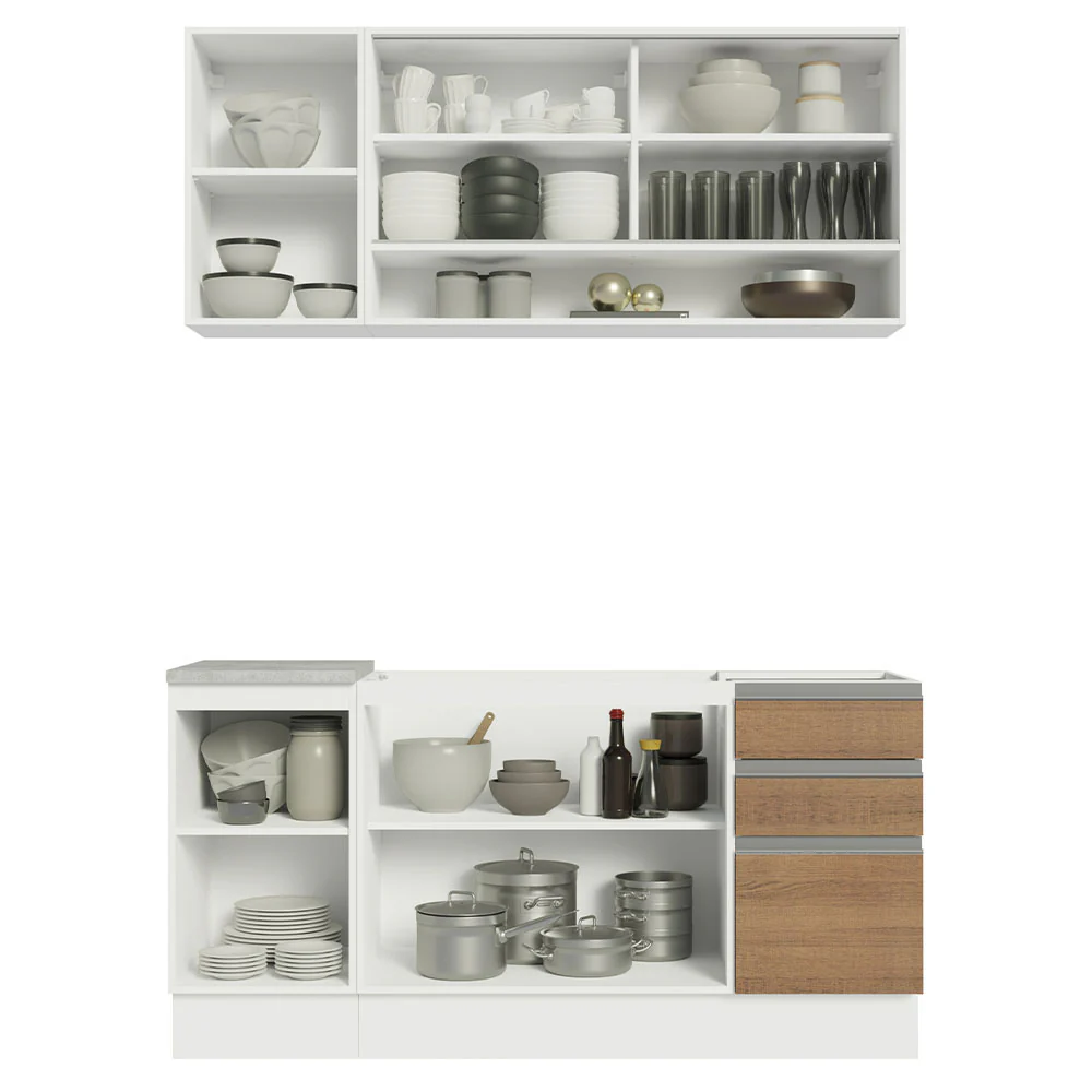 Cocina Integral Glamy Marron 160x225cm con Mesón de Madera Aglomerada MDP y con Pozuelo Centro - Imagen 4