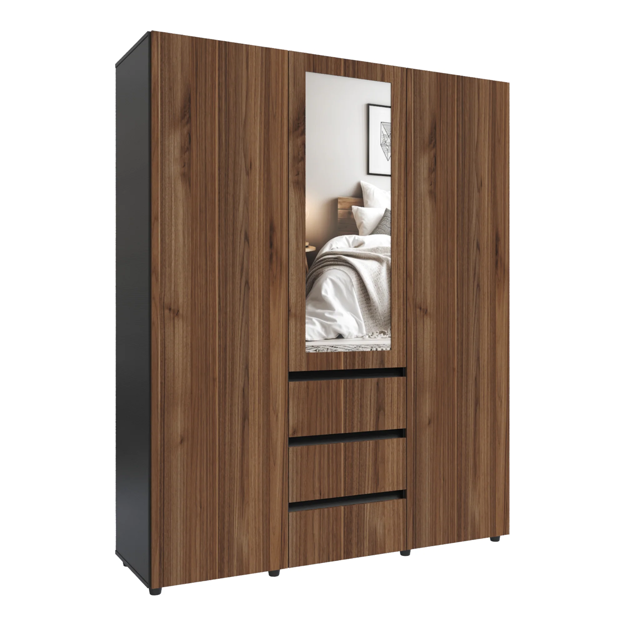 Closet Java Gales y Wengue 160x200cm con Tres Cajones y con Espejo - Imagen 4