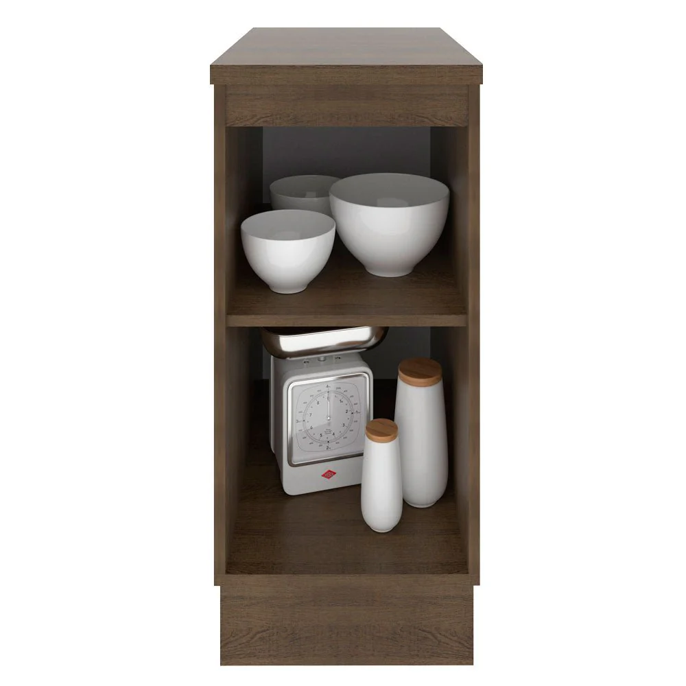 Mueble Inferior de Cocina Glamy Marron y Blanco 35x84cm con Mesón de Madera y sin Estufa con 2 Entrepaños - Imagen 3