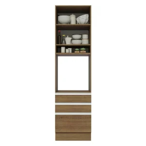 Mueble Microondas Glamy Marron 60x225cm con Tres Cajones y con Patas