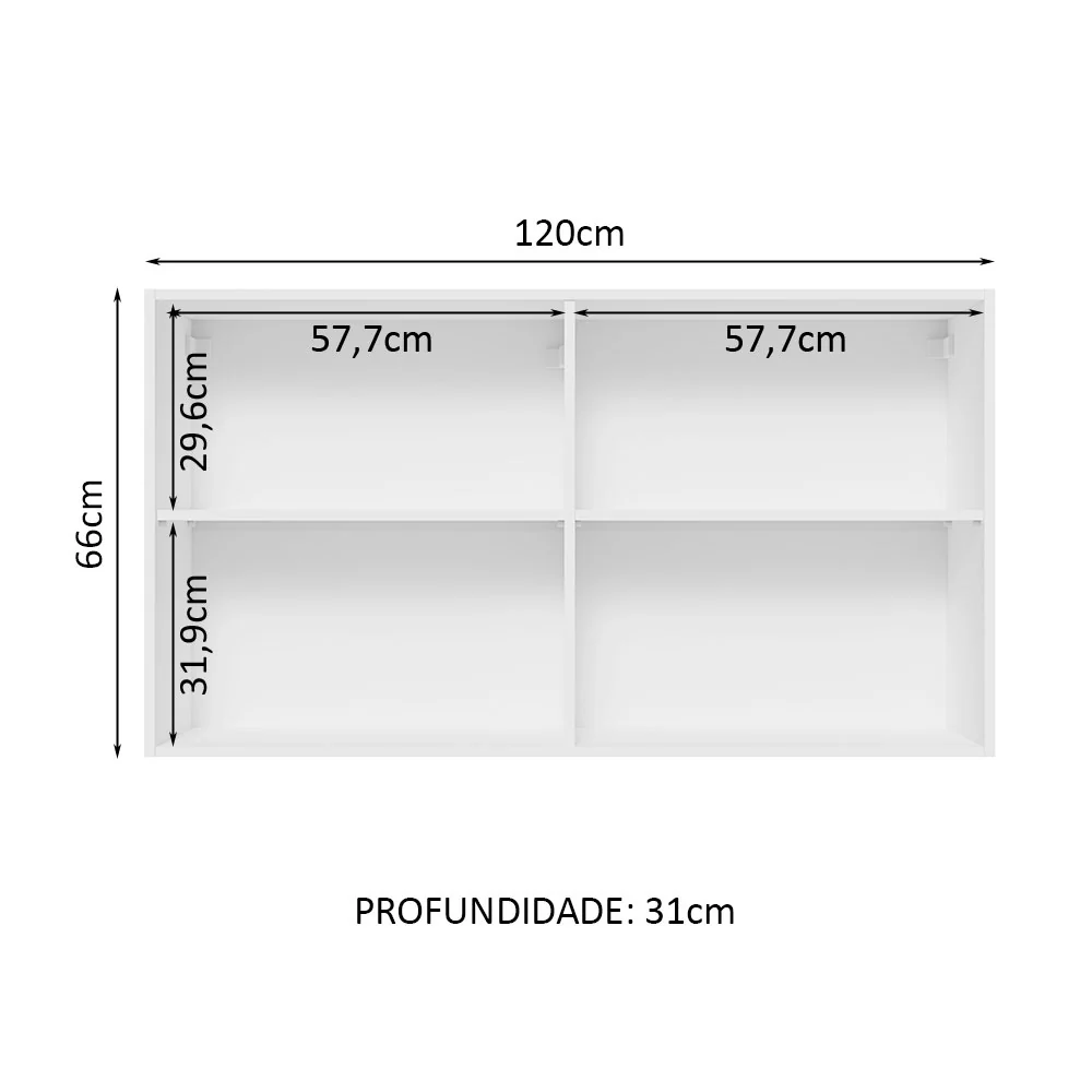 Gabinete de Cocina Glamy Blanco 120x66cm Flotante con Dos Puertas - Imagen 3