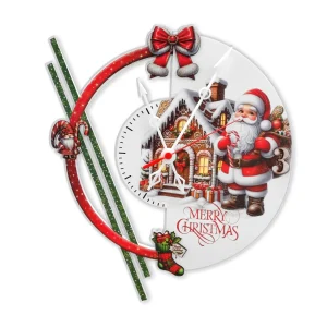 Reloj de Pared Papá Noel Rojo y Blanco 34x30cm Circular Analogo de Baterias