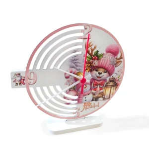Reloj de Mesa Reno Rojo y Blanco 20x20cm Circular Analogo de Baterias