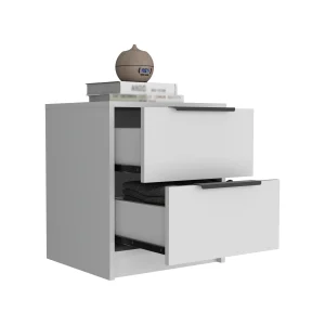 Mesa de Noche Kaia Blanco 41x48cm con Dos Cajones