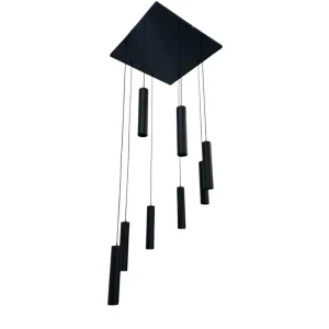 Lámpara de Techo Colgante y Ajustable Tarento Negro y Dorado 60x300cm de 8 Luces
