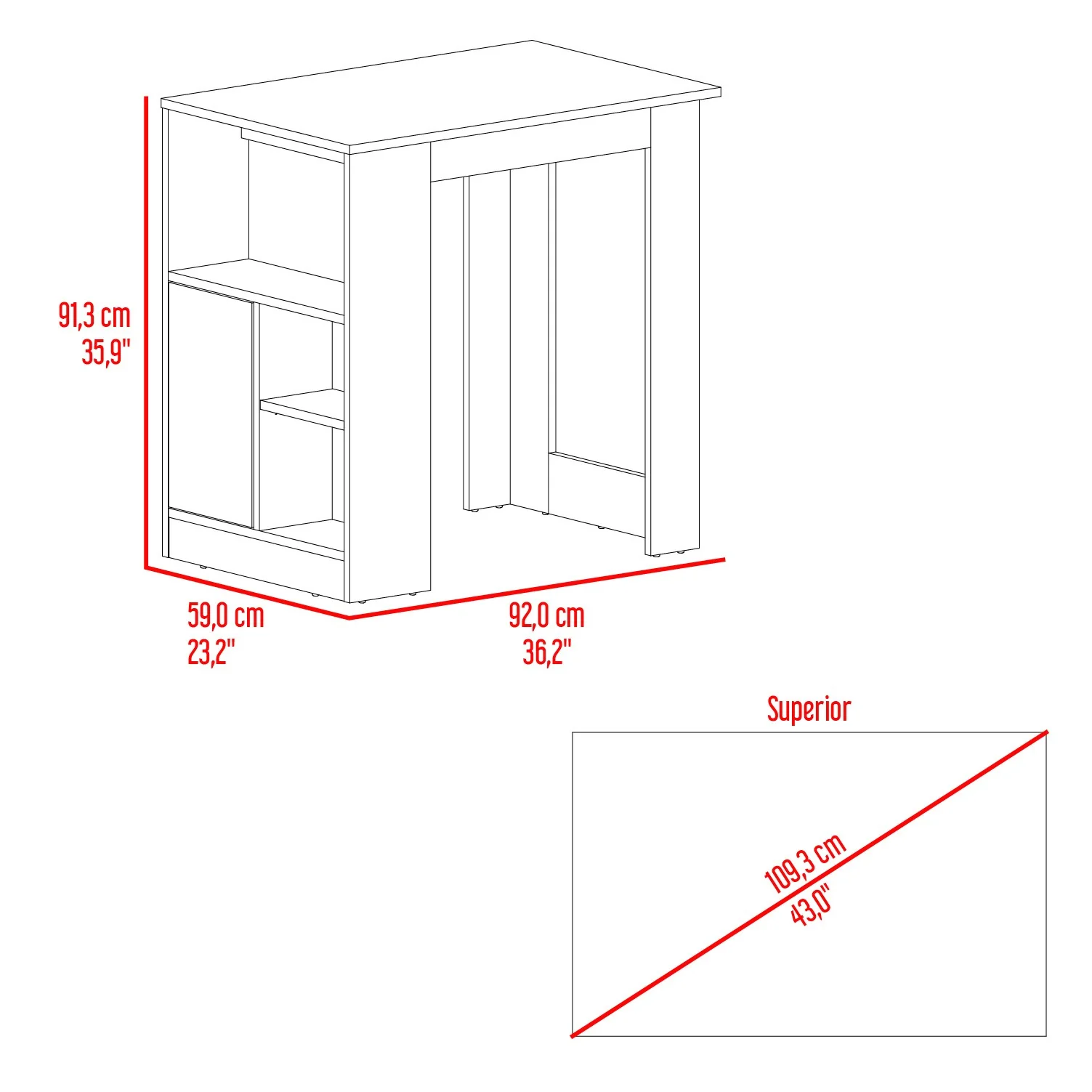 Isla de Cocina Attica Blanco y Capri 92x91.3cm con Cuatro Compartimientos - Imagen 8