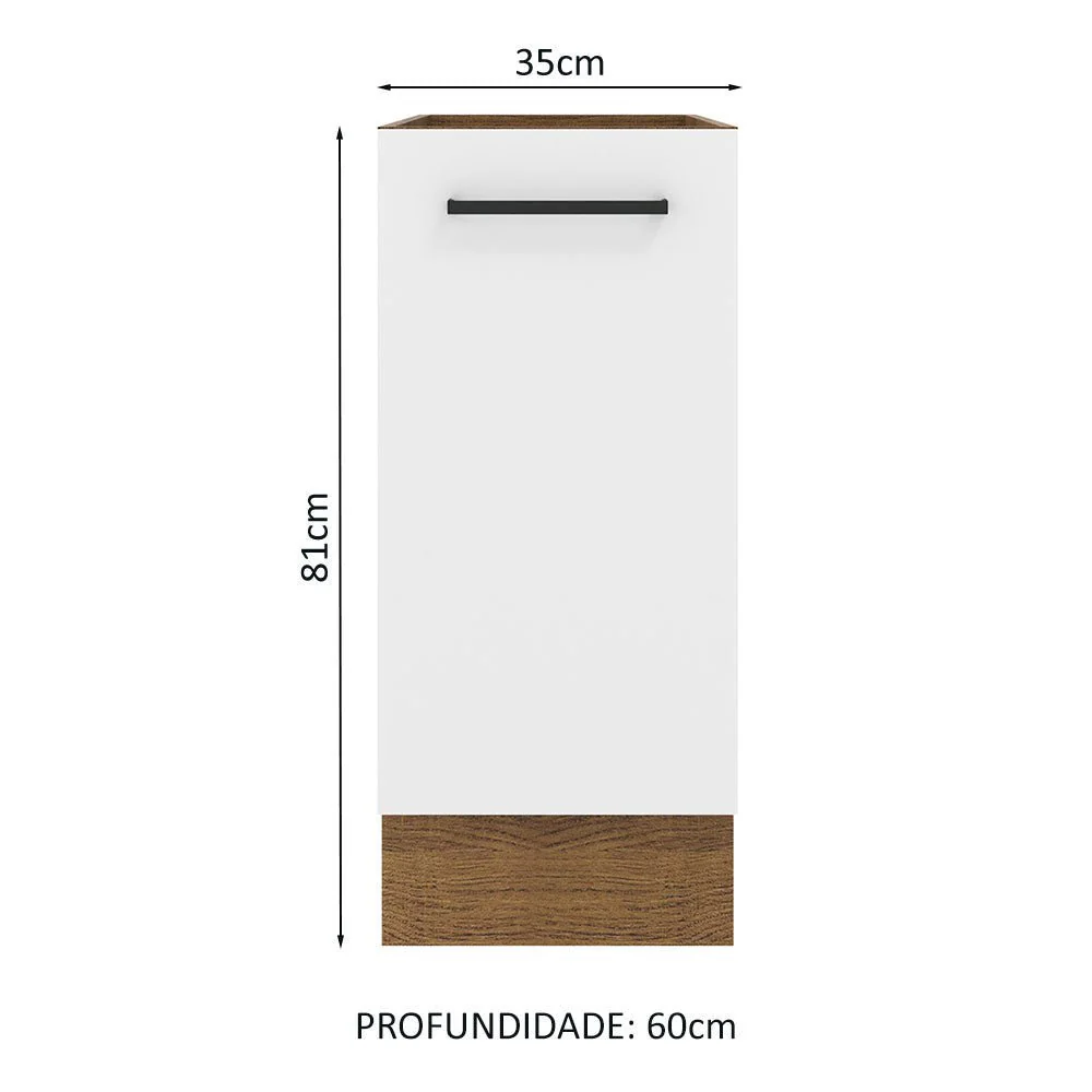 Mueble Inferior de Cocina Agata Marron y Blanco 35x81cm sin Mesón y sin Pozuelo - Imagen 3