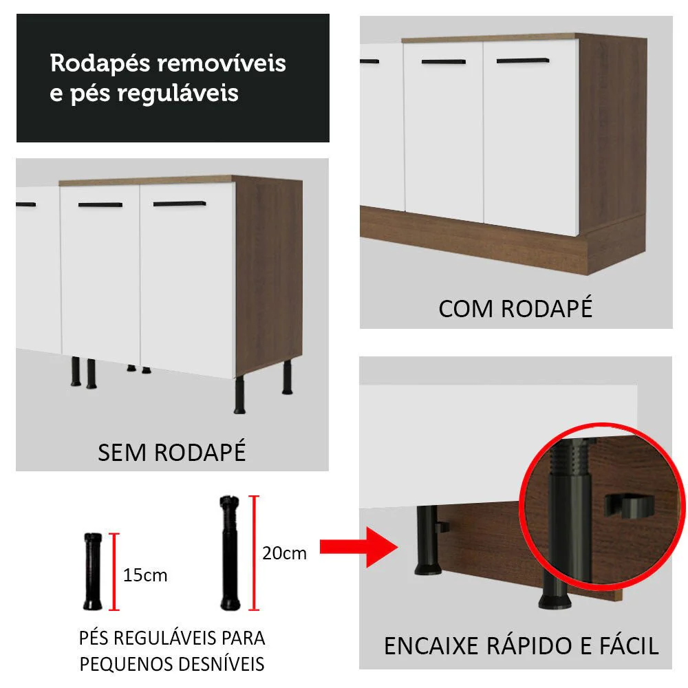 Mueble Inferior de Cocina Agata Marron y Blanco 35x81cm sin Mesón y sin Pozuelo - Imagen 8