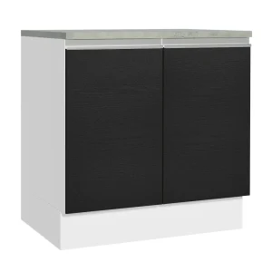 Mueble Inferior de Cocina Glamy Blanco y Negro 80x84cm sin Mesón y sin Pozuelo