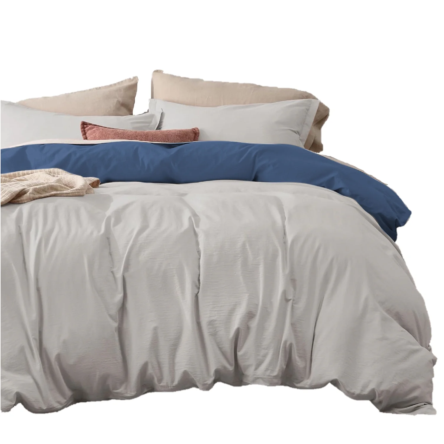 Funda de Duvet Bicolor Azul y Gris 200x240cm Doble Faz para Cama Semidoble - Imagen 3