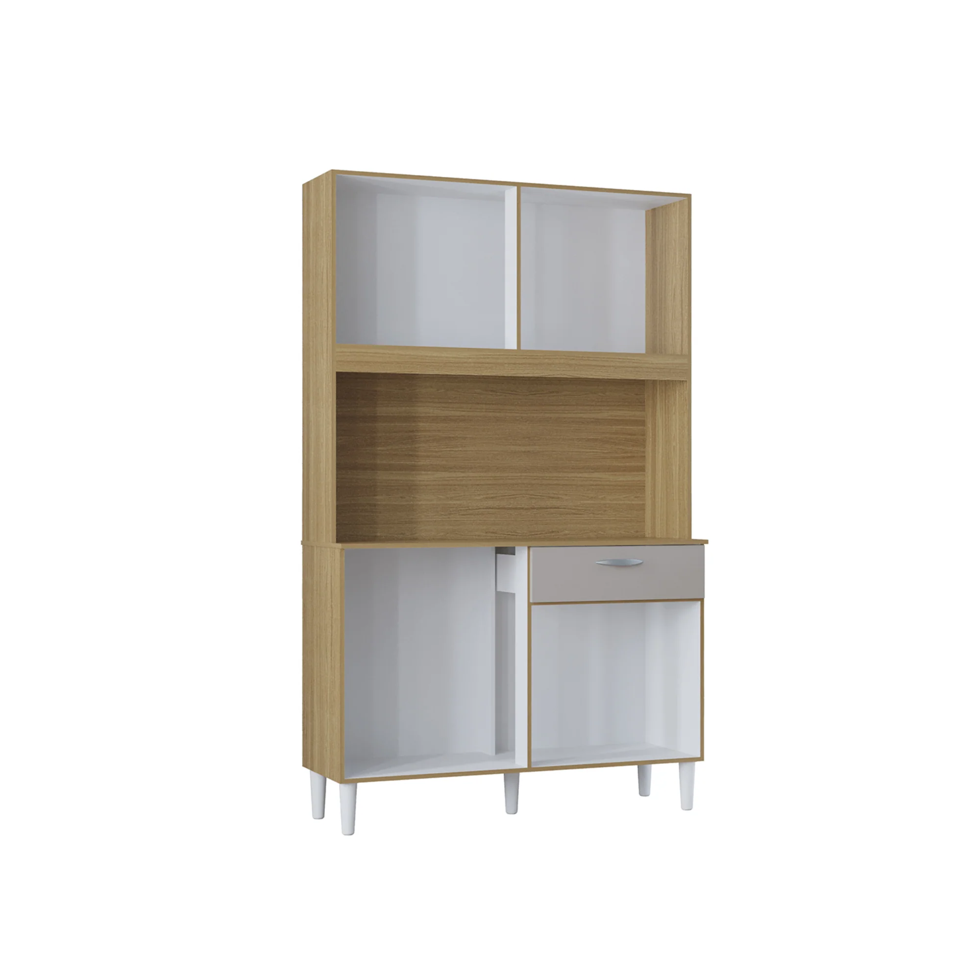 Alacena Cassia Castaño y Beige 103x172cm con Un Cajón y Ocho Puertas - Imagen 3