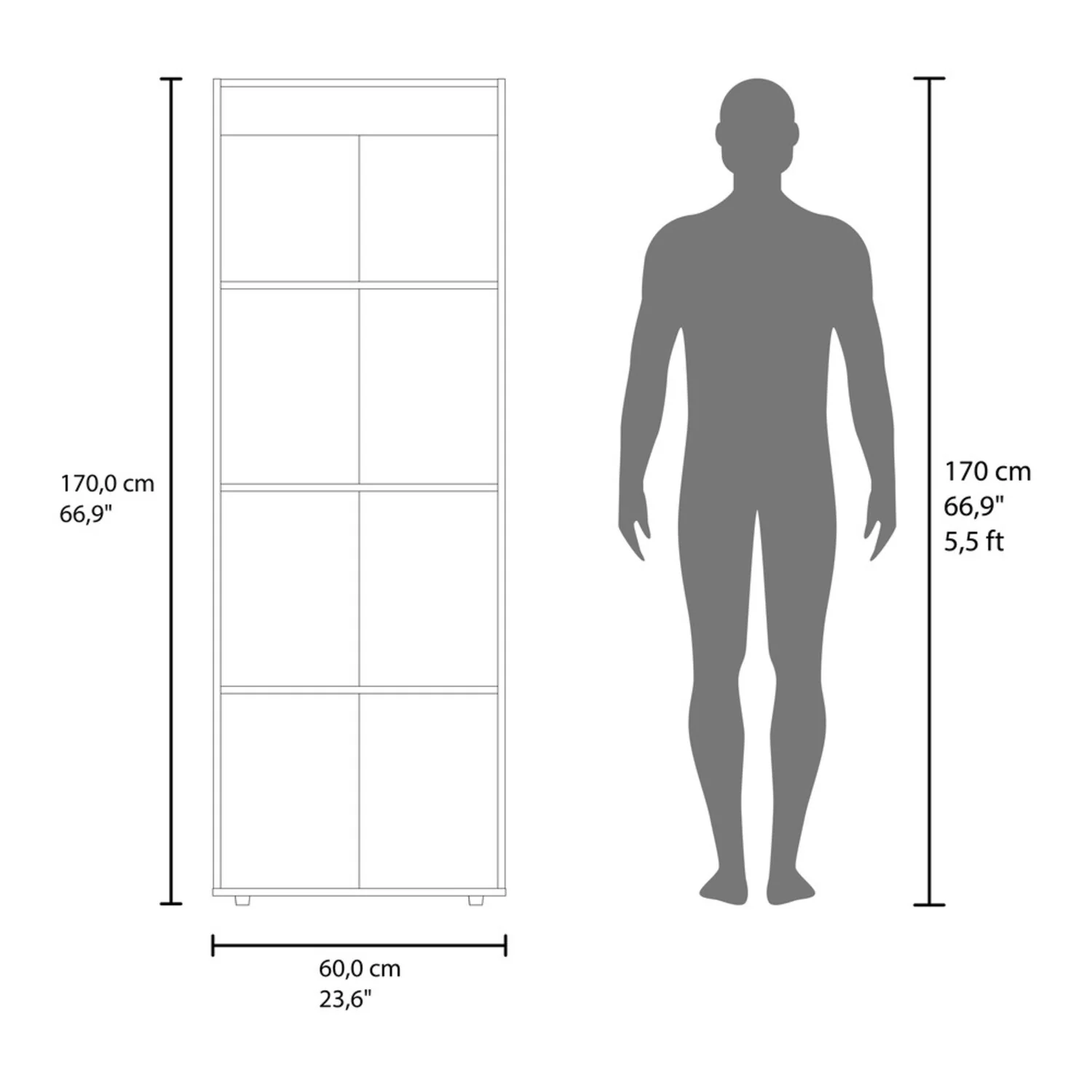 Closet Tuhogar Blanco 60x170cm sin Cajones y con Dos Puertas - Imagen 9