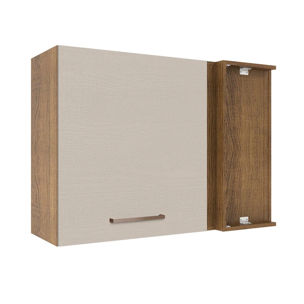 Mueble Superior de Cocina Agata Marron y Crema 94x66cm con Dos Entrepaños y con Una Puerta