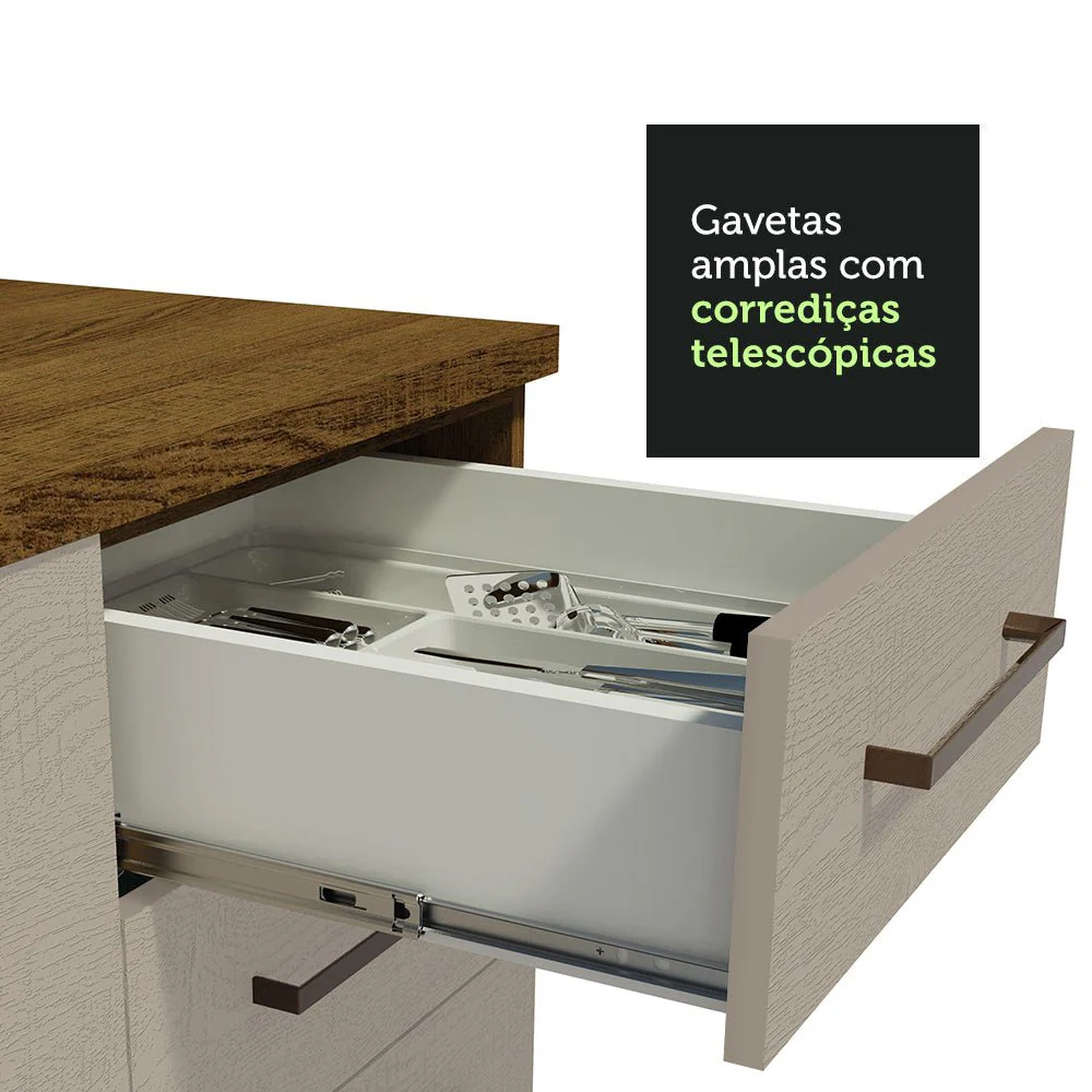 Cocina Integral Modular Agata Marron y Crema 220x225cm sin Mesón sin Estufa con Tres Cajones y con Diecisiete Entrepaños - Imagen 7